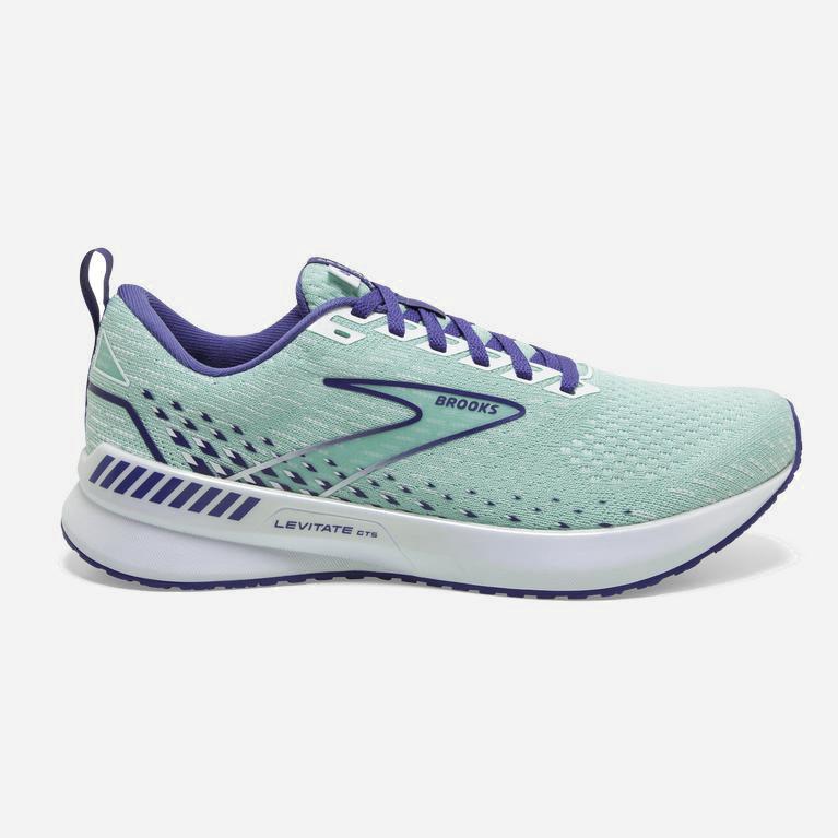 Brooks Levitate Gts 5 Womens Springy Road Running Shoes - PaleTurquoise/Yucca/Navy Blue/White - Phil